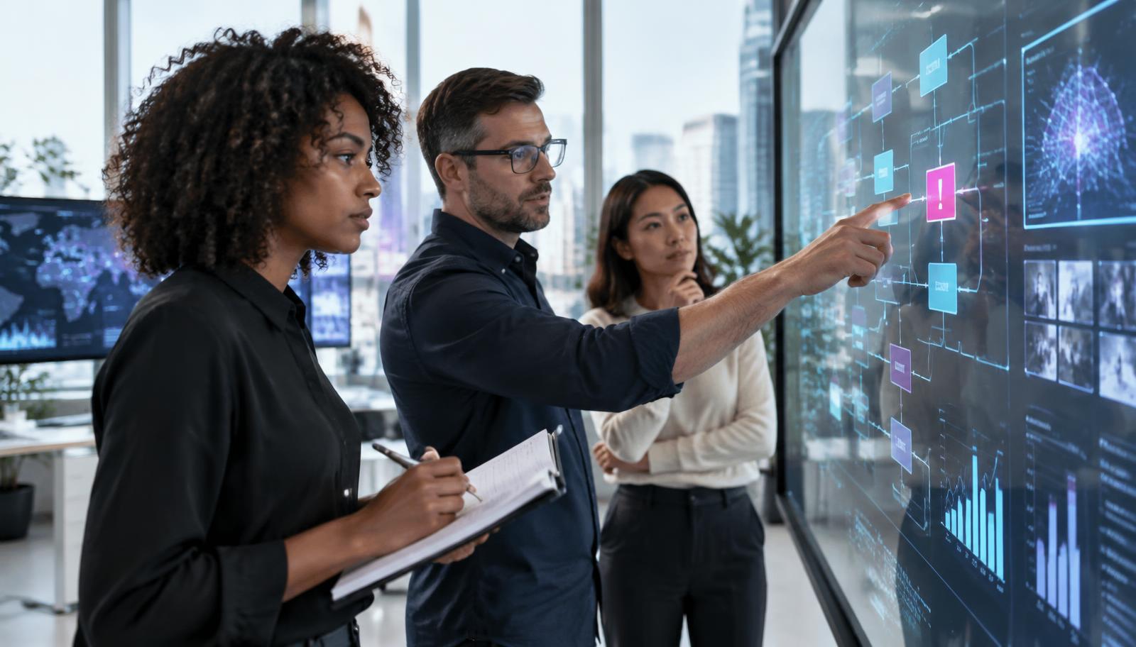 A team reviewing a flagged AI decision together